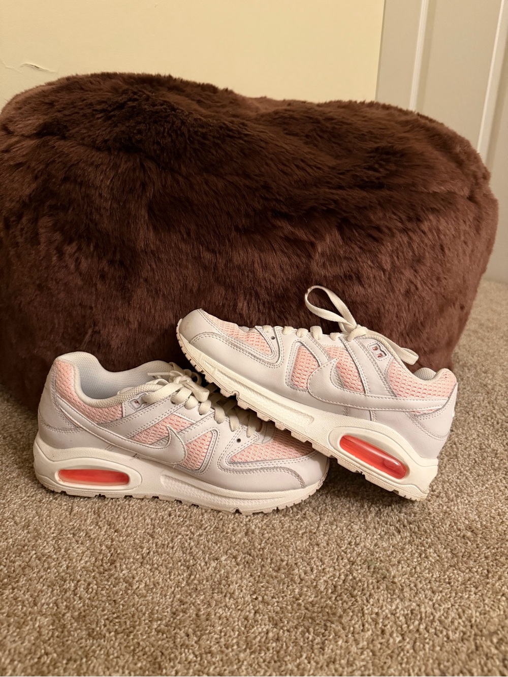 Nike Women's White and Orangey Air Max Style Sneakers